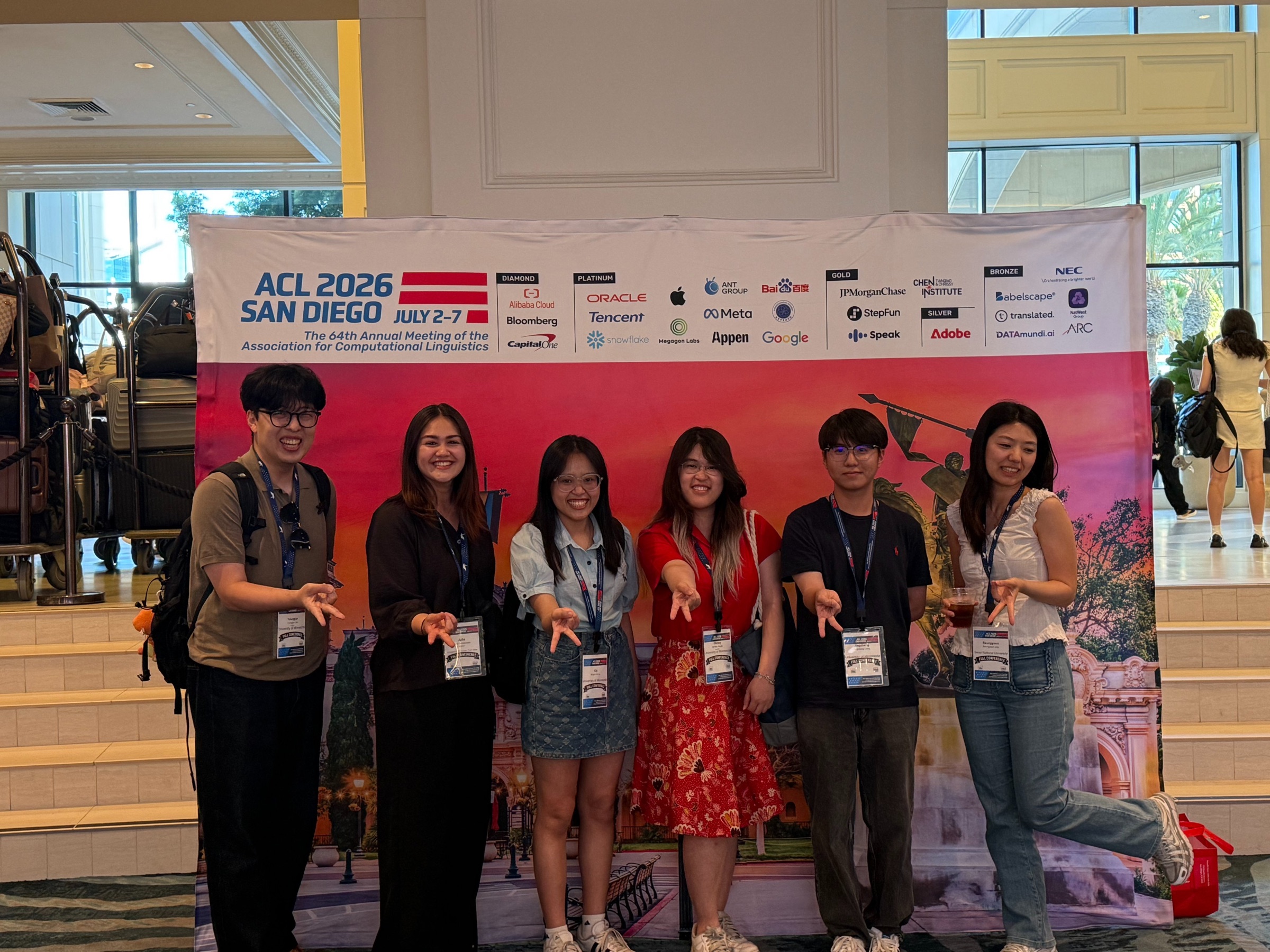 Lab members at ACL 2026 in San Diego